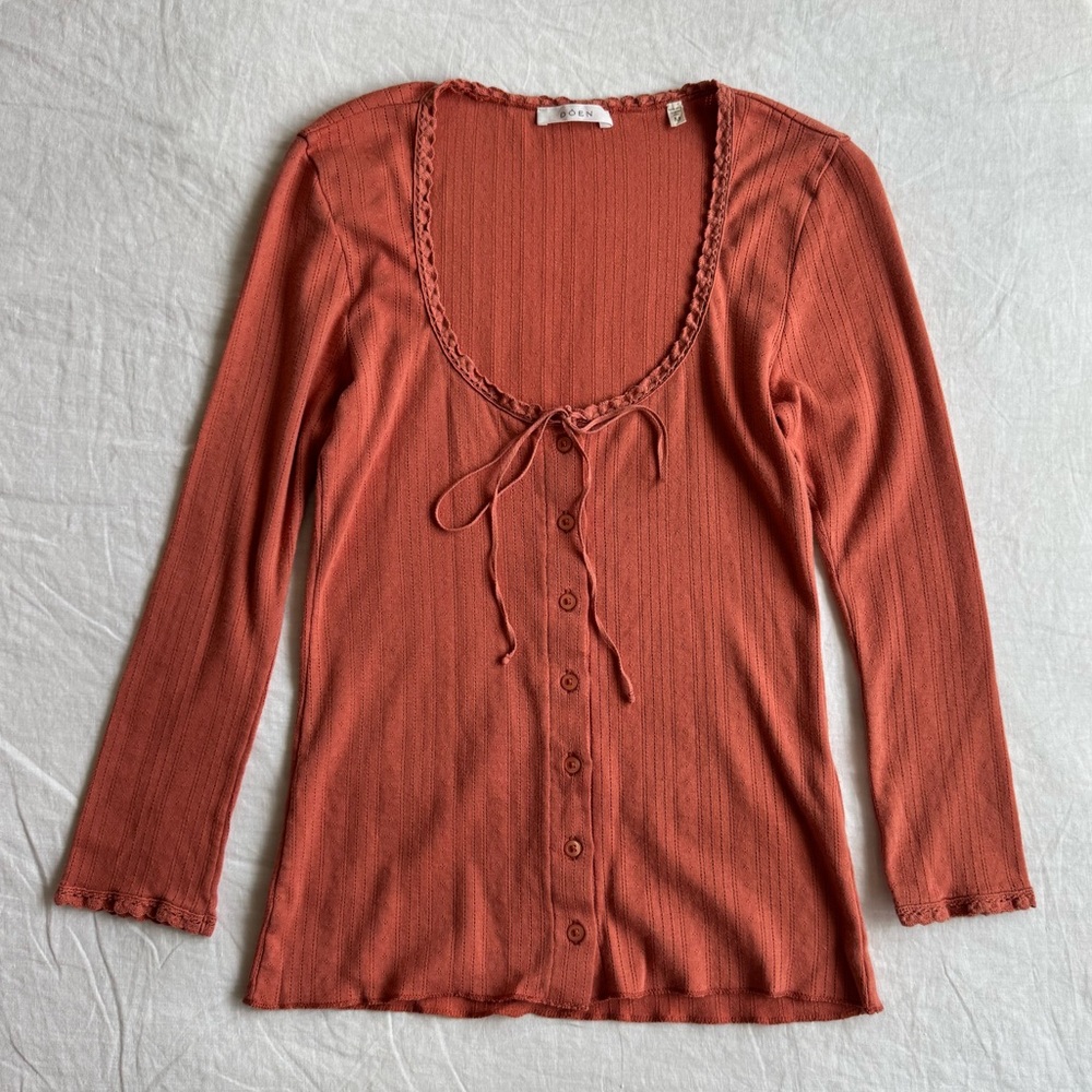 Doen Vivienne 100% Cotton Tee -  Bruschetta - Pointelle - Size Medium